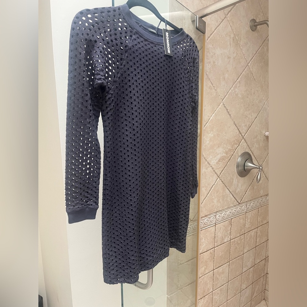 Black mini lattice dress
